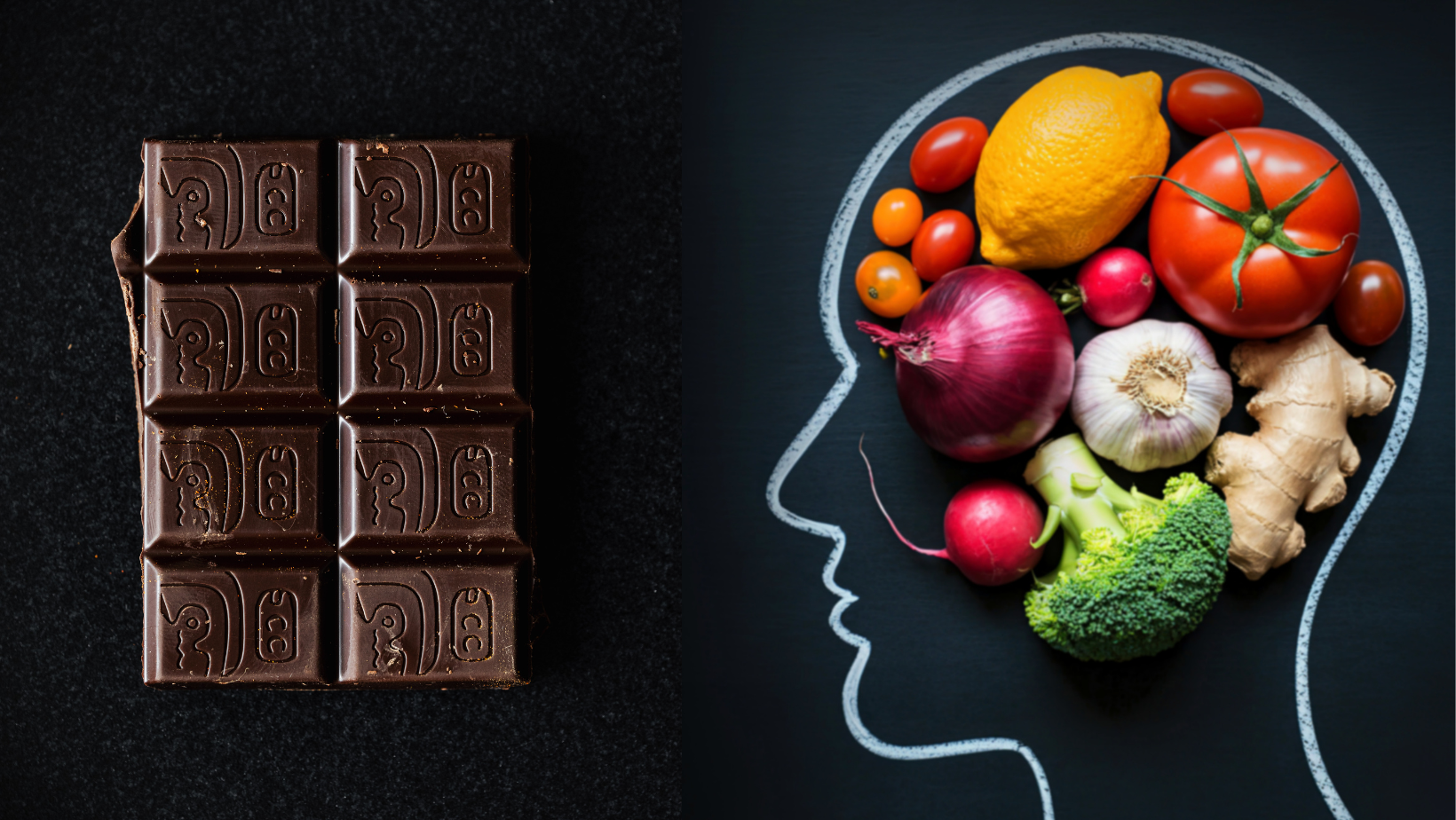 zdravé jedlo a čokoláda